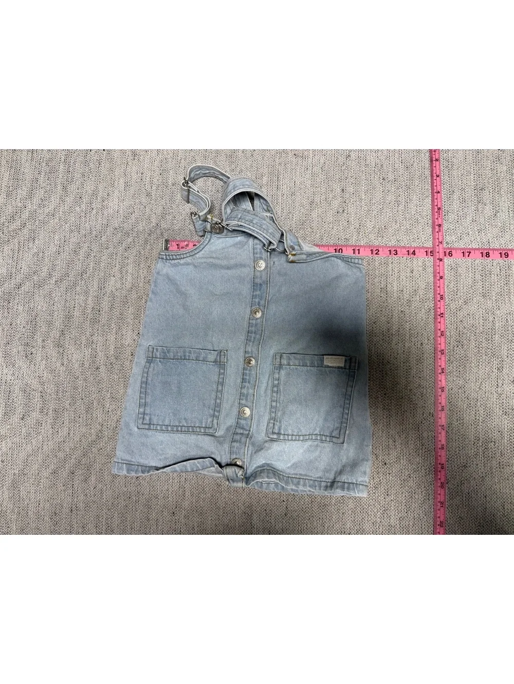Art Franklin Light Blue Denim Button-Up Pinafore Dress for 6